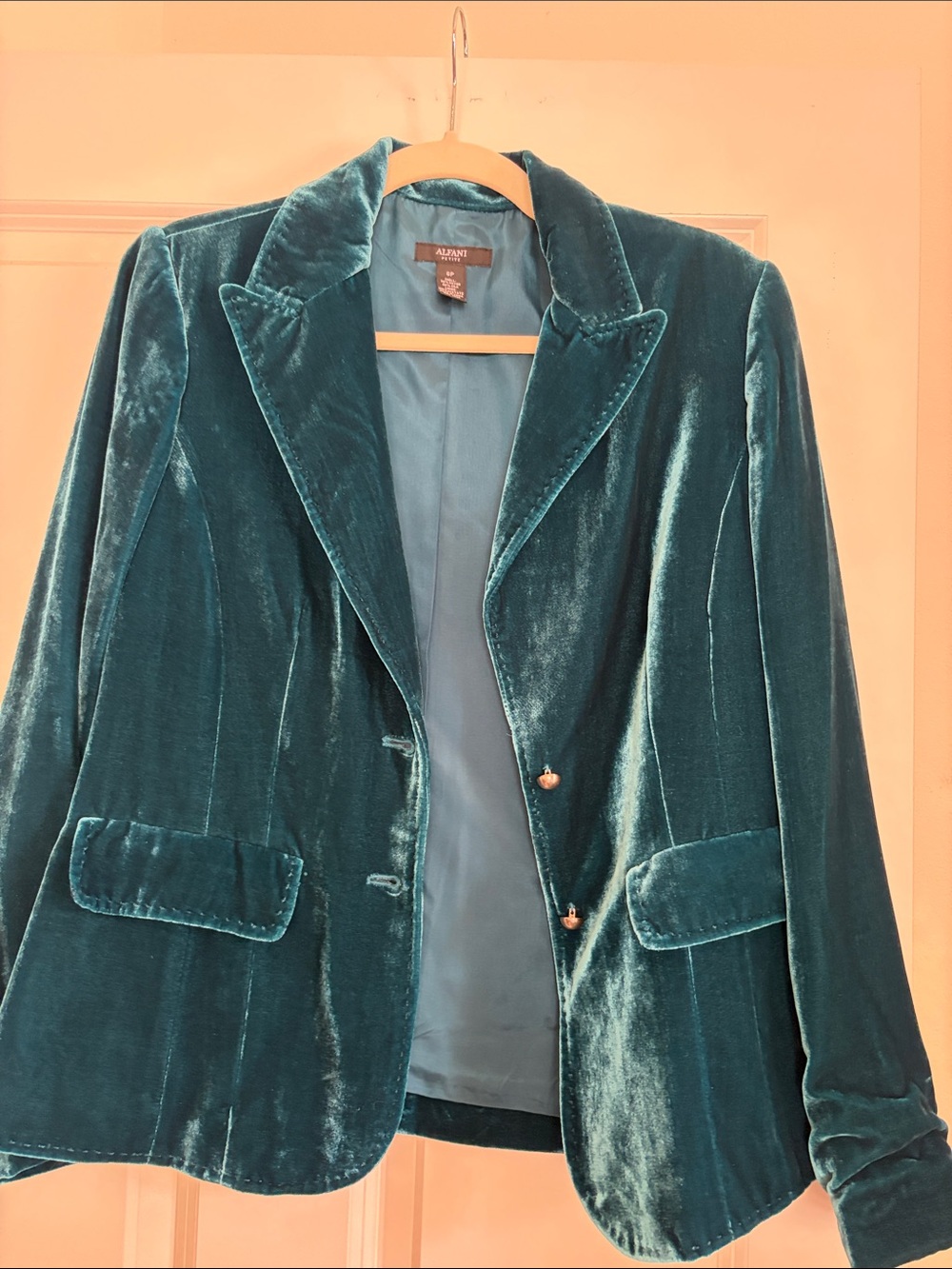 Alfani Teal Velvet Women's Blazer Jacket